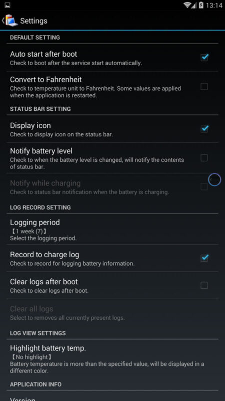 Скриншот Battery Log для Android