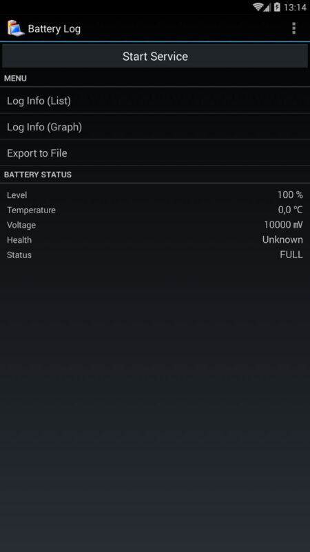 Скриншот Battery Log для Android