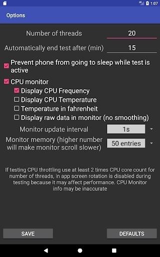 Скриншот CPU Throttling Test для Android