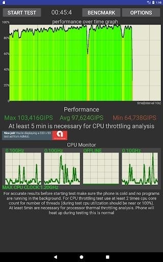 Скриншот CPU Throttling Test для Android