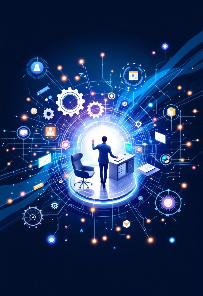 Стилизованное изображение автоматизации бизнес-процессов с использованием Bitrix24