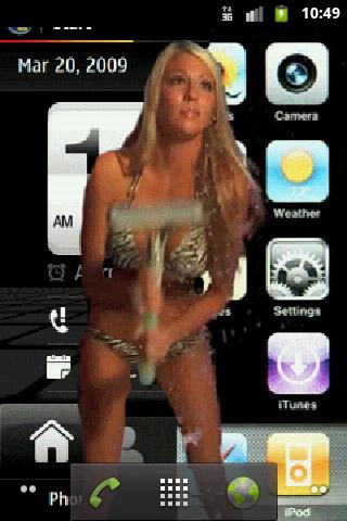 Скриншот Девушка моет экран. Живые обои / Girl Washing Screen для Android