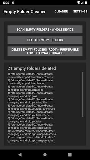 Скриншот Empty Folder Cleaner для Android