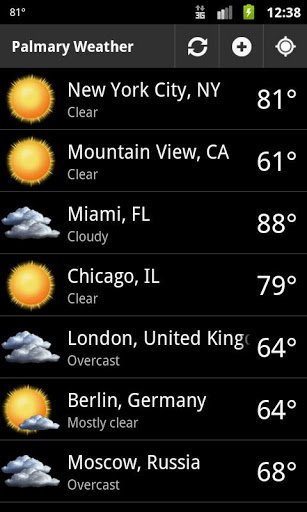 Скриншот Palmary Weather для Android