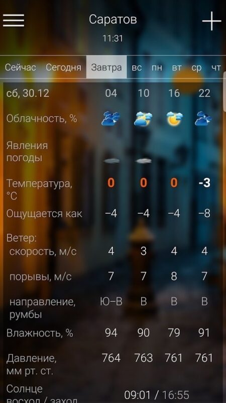 Скриншот Расписание Погоды (RP5) для Android