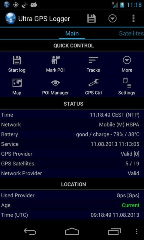 Скриншот Ultra GPS Logger для Android